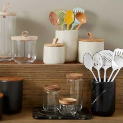 Pacifica Canister with Oak Wood Lid, Vanilla, Medium