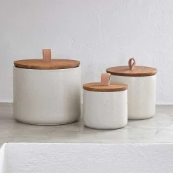 Pacifica Canister with Oak Wood Lid, Vanilla, Large