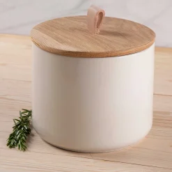 Pacifica Canister with Oak Wood Lid, Vanilla, Large