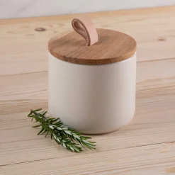 Pacifica Canister with Oak Wood Lid, Vanilla, Small