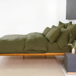 Parker Linen Queen Duvet Set, Forest^Be Home Best Sale