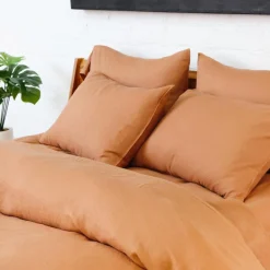 Parker Linen Queen Duvet Set, Terra Cotta^Be Home Cheap
