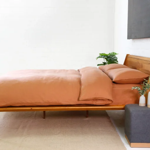 Parker Linen Queen Duvet Set, Terra Cotta^Be Home Cheap