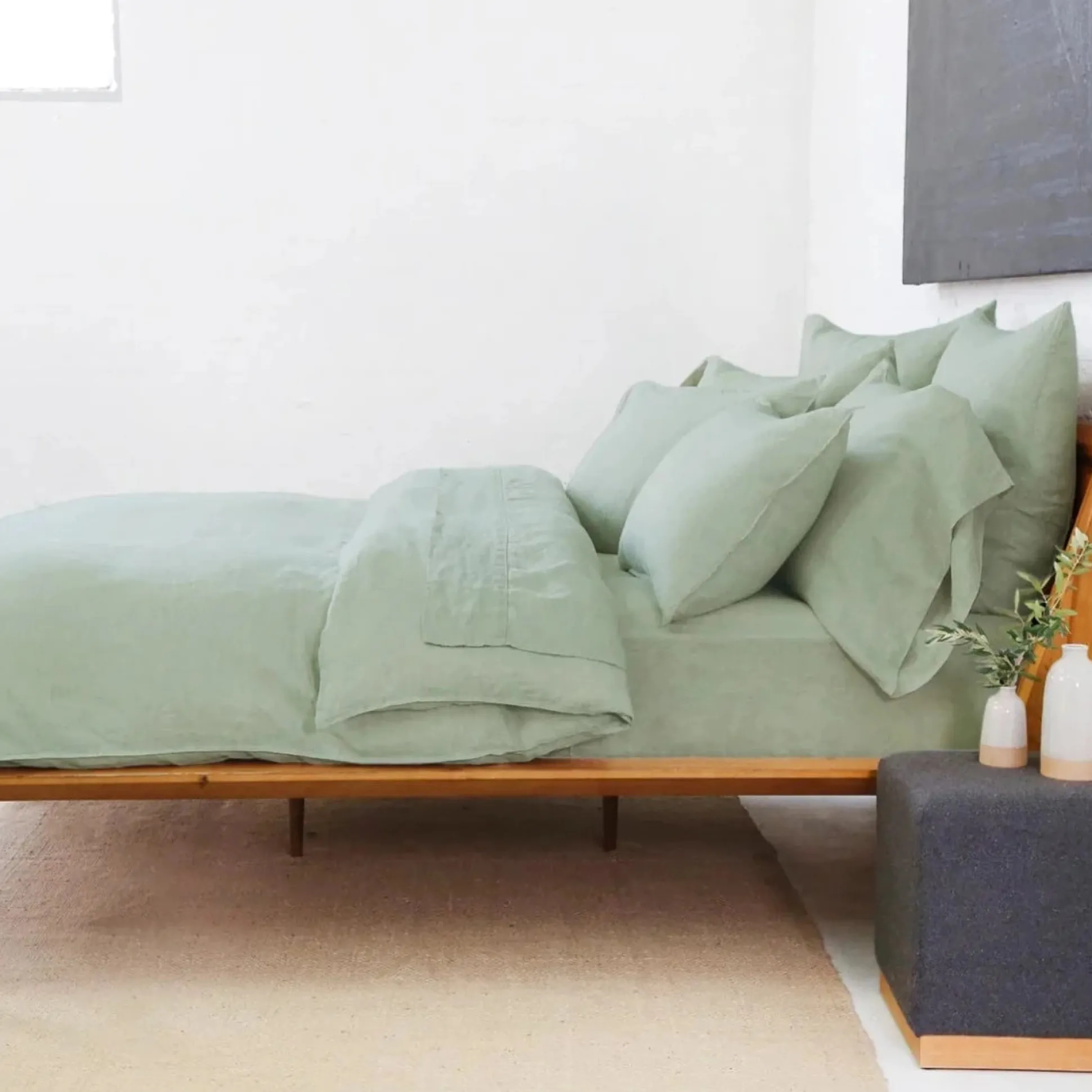 Parker Linen Standard Sham Set, Sage^Be Home Discount
