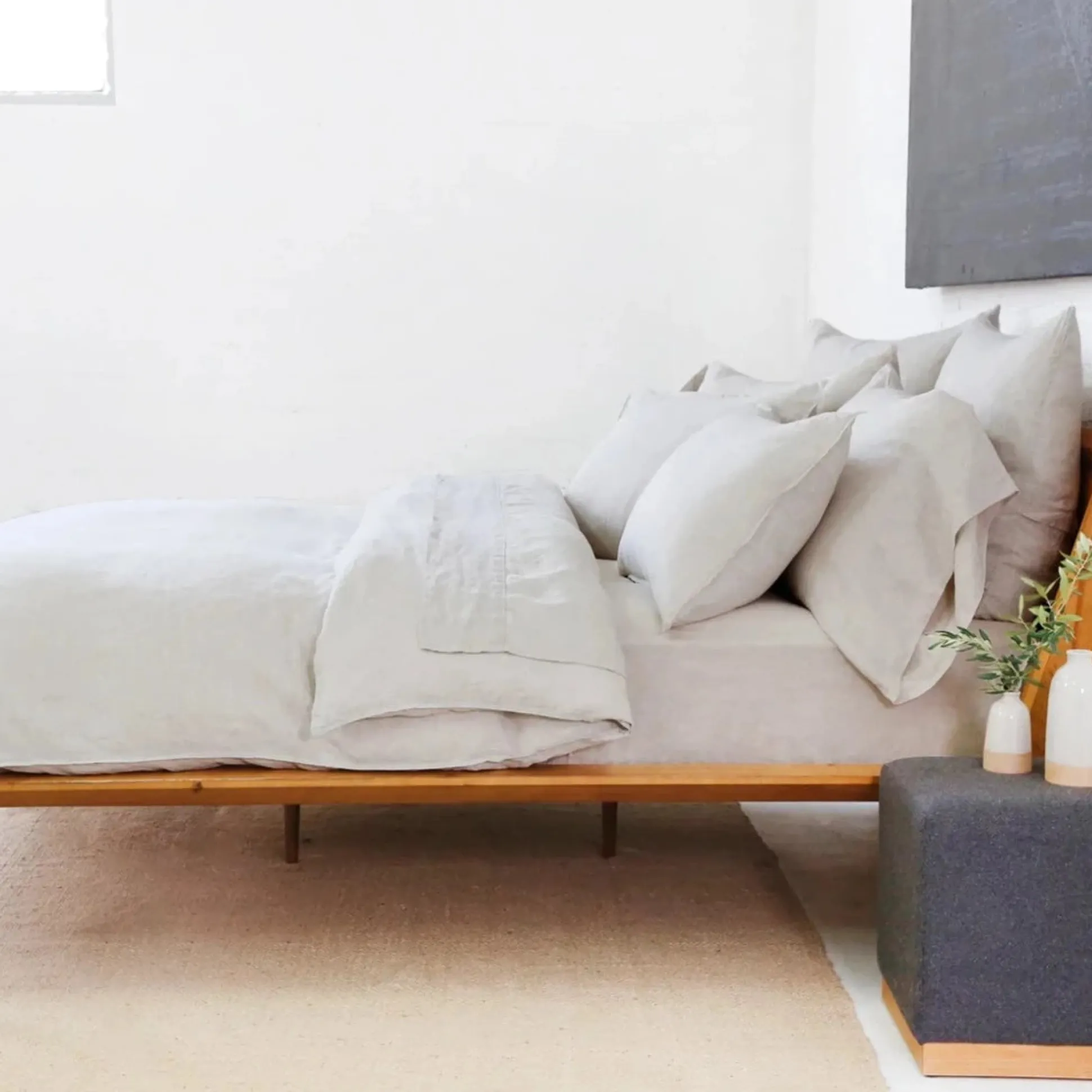 Parker Linen Standard Sham Set, Flax^Be Home Store