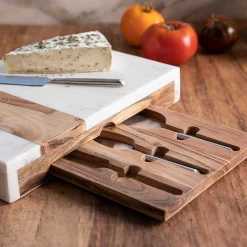 Pavia Pocket Drawer Board with Matte Stainless Cheese Set