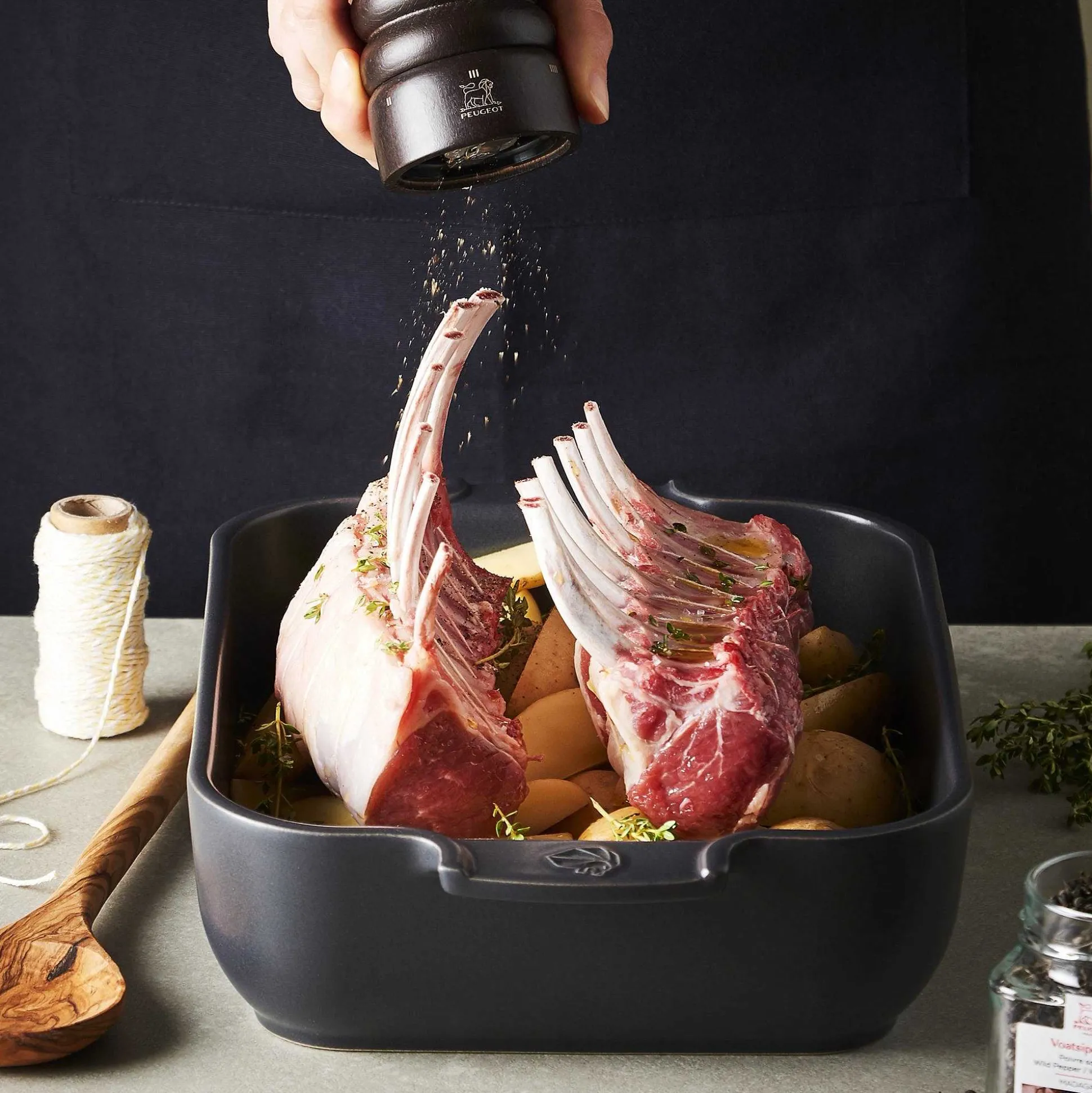 Peugeot Appolia Ceramic 16" Rectangular Baker, Slate