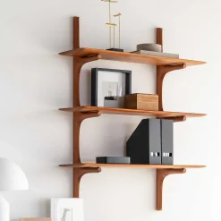 Pi Mahogany Wall Shelf, 3 Shelves