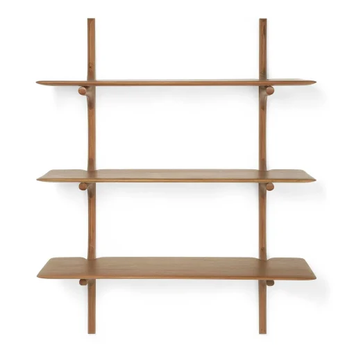 Pi Mahogany Wall Shelf, 3 Shelves