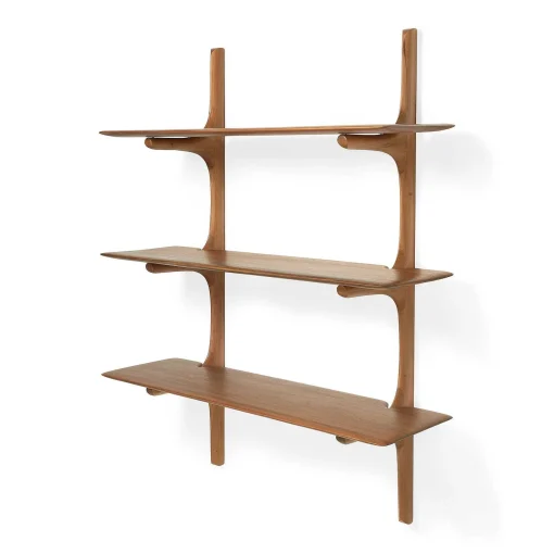 Pi Mahogany Wall Shelf, 3 Shelves