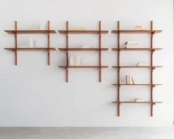 Pi Mahogany Wall Shelf, 3 Shelves
