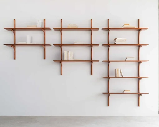 Pi Mahogany Wall Shelf, 3 Shelves