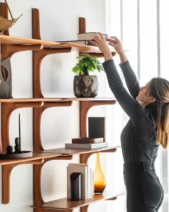 Pi Mahogany Wall Shelf, 3 Shelves