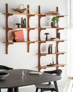 Pi Mahogany Wall Shelf, 3 Shelves