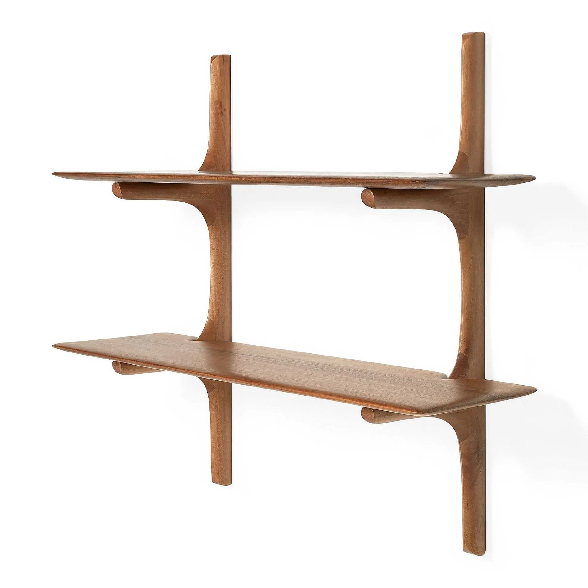 Pi Mahogany Wall Shelf, 2 Shelves