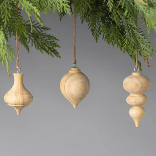 Pine Round Drop Spindle Ornament^Be Home Best