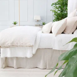 Pleated Linen King Bedskirt, Flax^Be Home Clearance