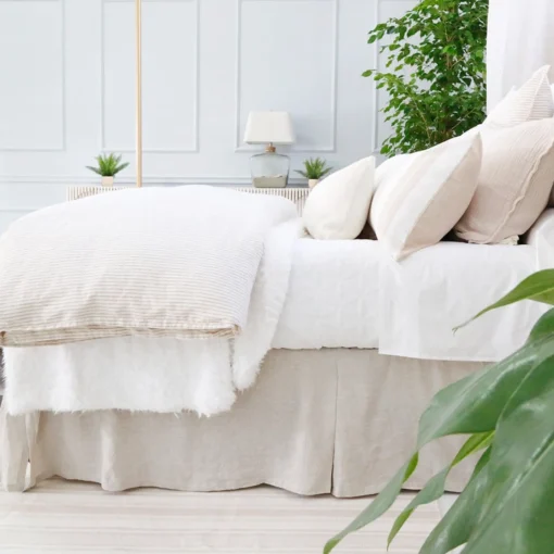 Pleated Linen King Bedskirt, Flax^Be Home Clearance