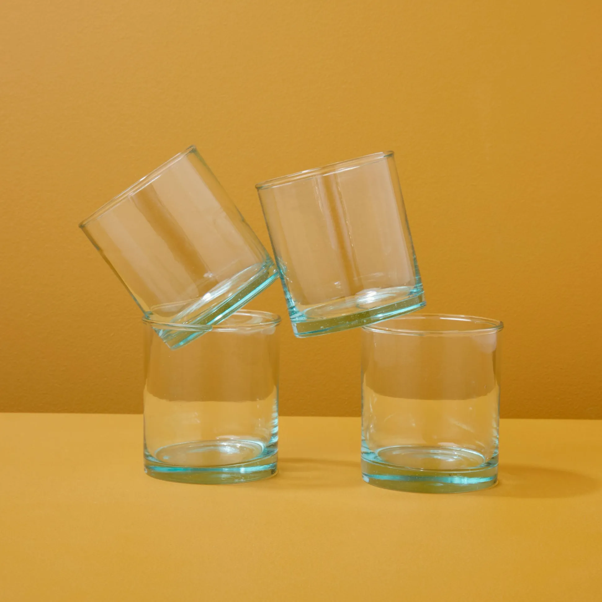 Premium Recycled Double Old Fashioned Glass, Set of 4^Be Home Fashion