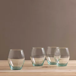 Premium Recycled Stemless Tulip Glass, Set of 4