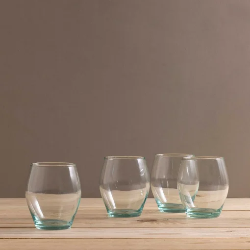 Premium Recycled Stemless Tulip Glass, Set of 4