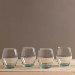 Premium Recycled Stemless Tulip Glass, Set of 4
