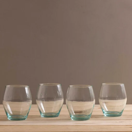 Premium Recycled Stemless Tulip Glass, Set of 4