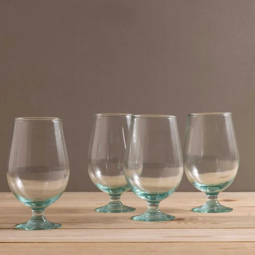 Premium Recycled Tulip Glass, Set of 4