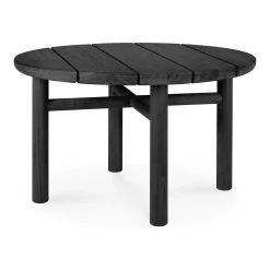 Quatro Solid Black Teak Outdoor Side Table