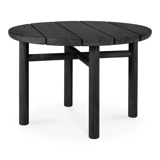 Quatro Solid Black Teak Outdoor Coffee Table, 27"