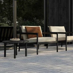 Quatro Solid Black Teak Outdoor Coffee Table, 27