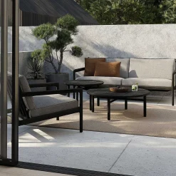 Quatro Solid Black Teak Outdoor Coffee Table, 27
