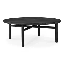 Quatro Solid Black Teak Outdoor Coffee Table, 38"