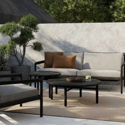 Quatro Solid Black Teak Outdoor Coffee Table, 38"
