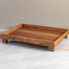 Reclaimed Wood Rectangular Footed Tray, Large