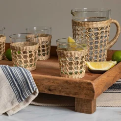Reclaimed Wood Rectangular Footed Tray, Large