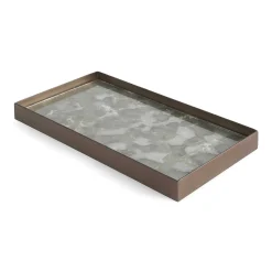Rectangular Fossil Glass Organic Valet Tray, Medium