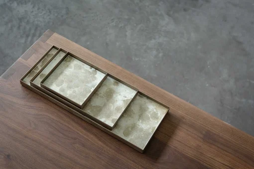 Rectangular Fossil Glass Organic Valet Tray, Medium