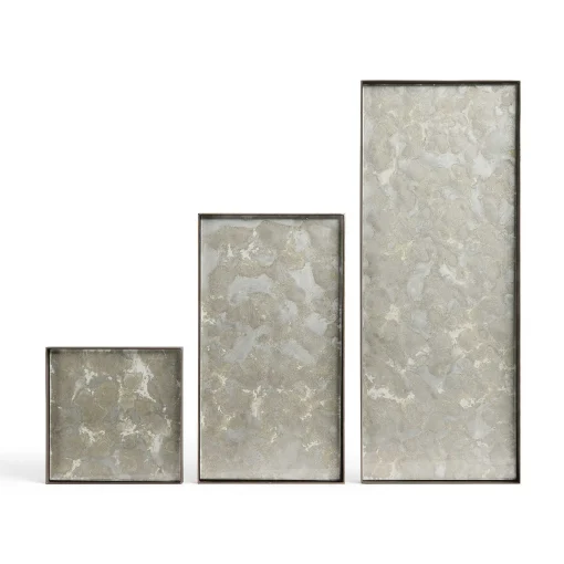 Rectangular Fossil Glass Organic Valet Tray, Medium