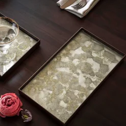 Rectangular Fossil Glass Organic Valet Tray, Medium