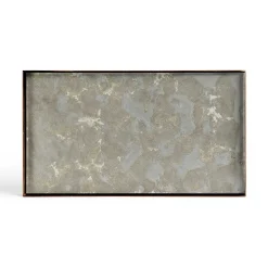 Rectangular Fossil Glass Organic Valet Tray, Medium