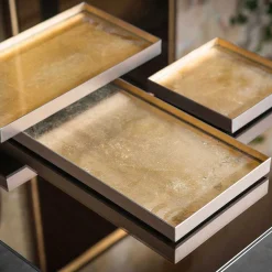 Rectangular Gold Leaf Glass Valet Tray, Large