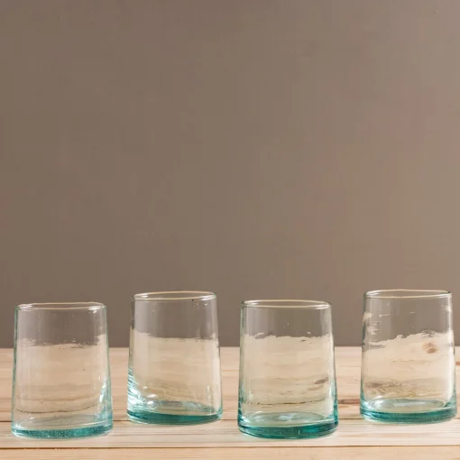 Recycled Cone Glass, Clear, Set of 4^Be Home Shop