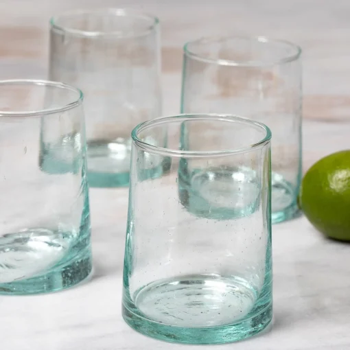 Recycled Cone Glass, Clear, Set of 4^Be Home Shop
