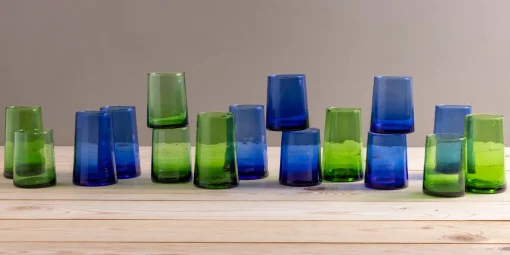 Recycled Cone Glass, Green, Set of 4^Be Home New