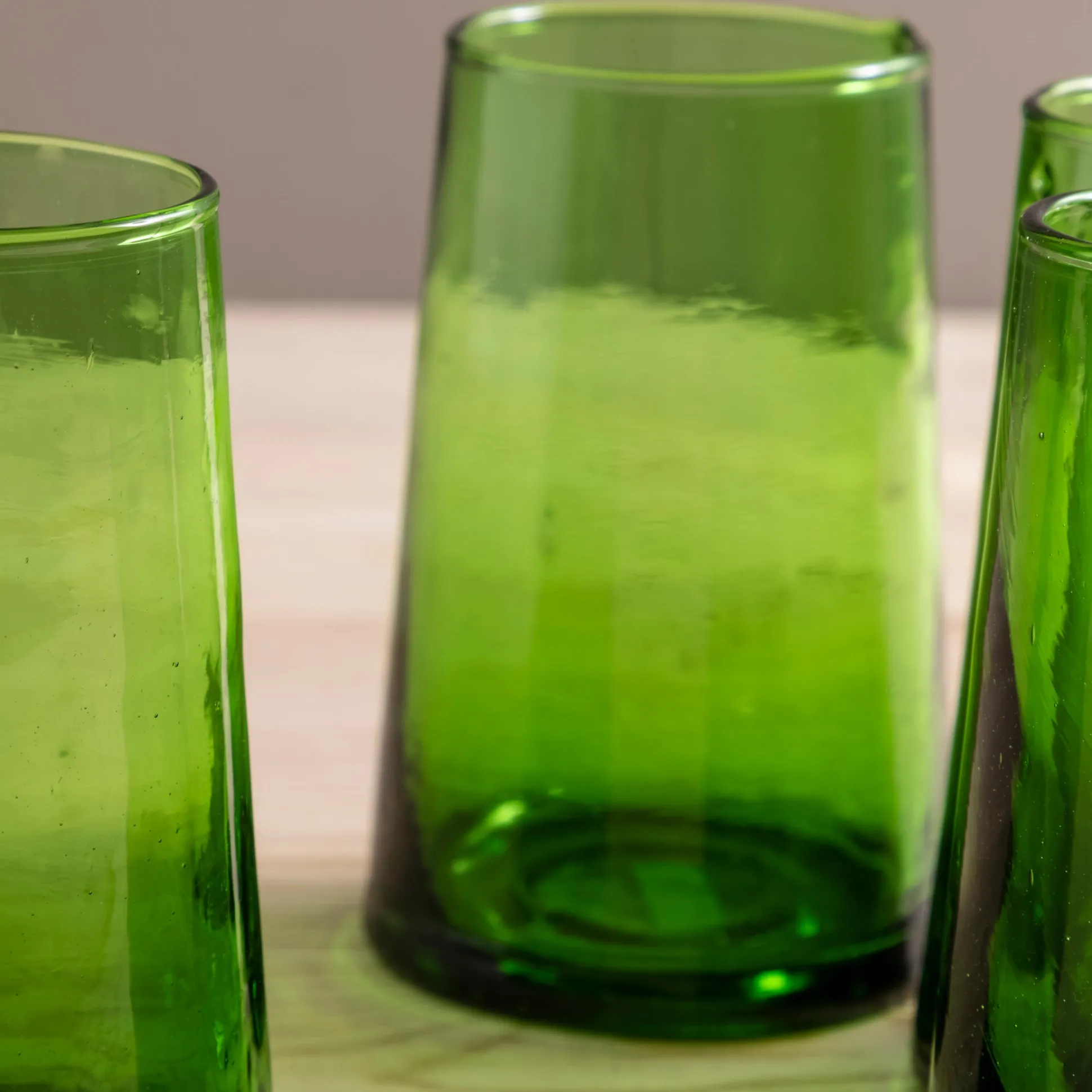 Recycled Tall Cone Glass, Green, Set of 4^Be Home Fashion