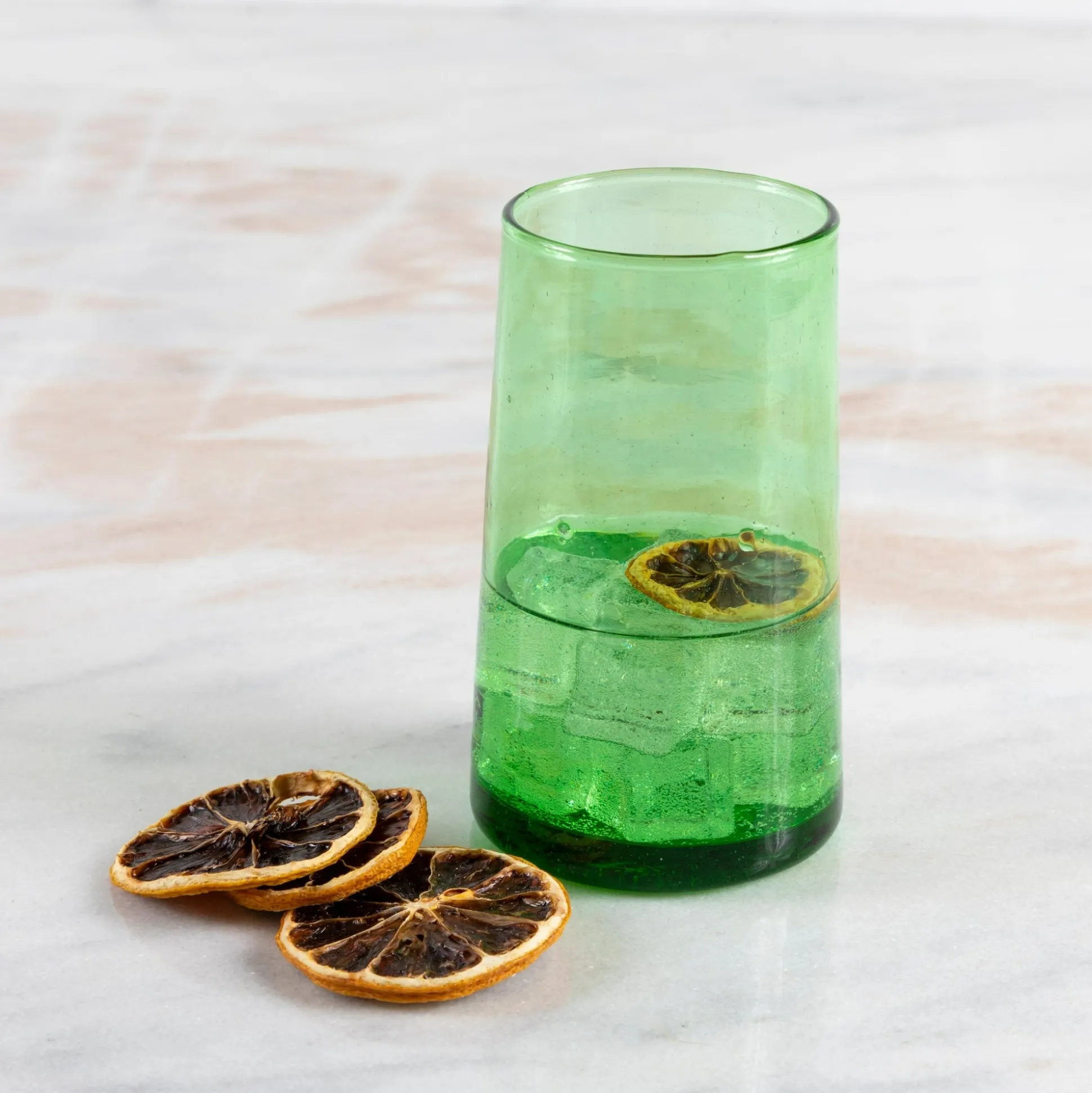 Recycled Tall Cone Glass, Green, Set of 4^Be Home Fashion