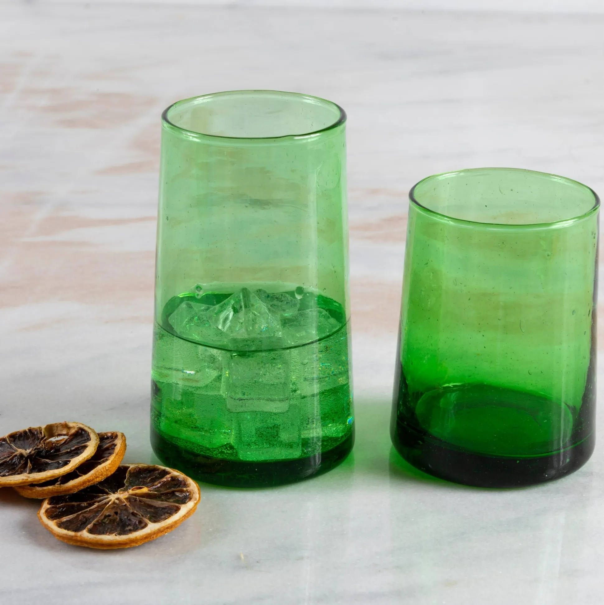 Recycled Tall Cone Glass, Green, Set of 4^Be Home Fashion