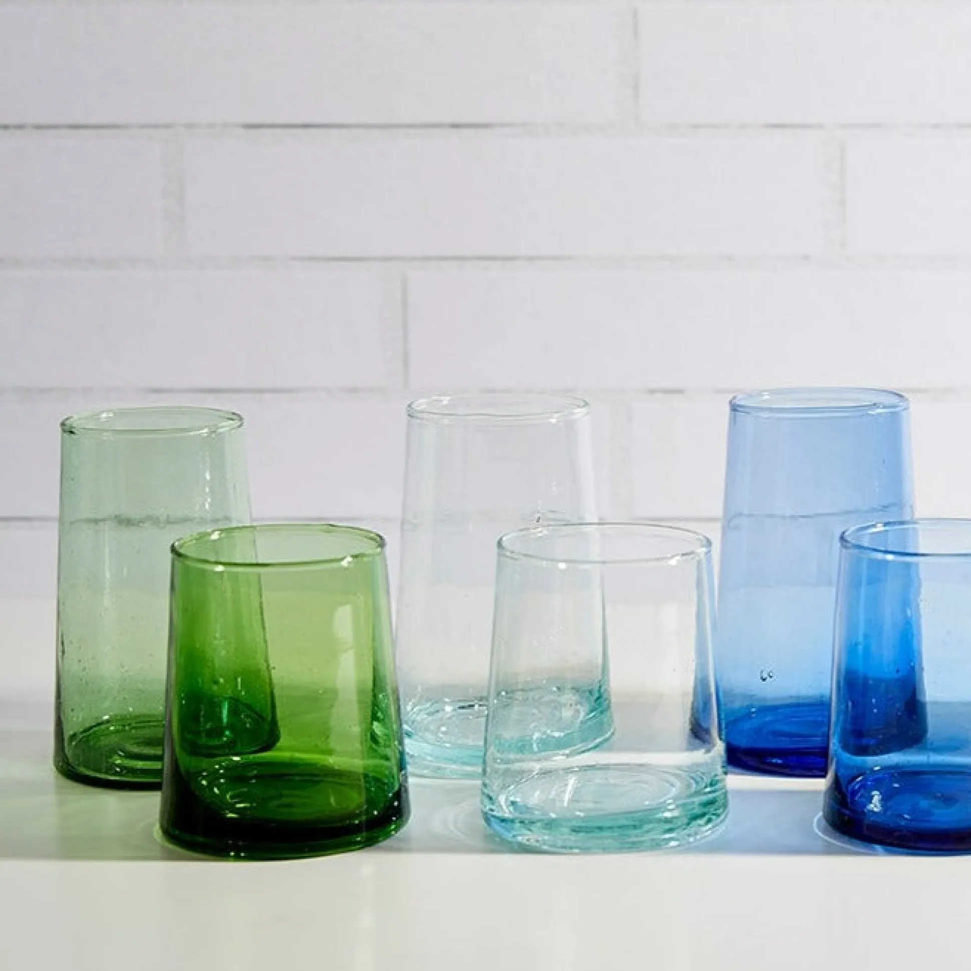 Recycled Tall Cone Glass, Green, Set of 4^Be Home Fashion