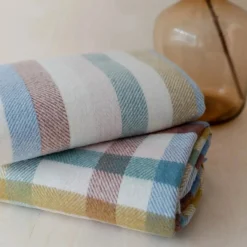 Recycled Wool Blanket in Rainbow Check^Be Home Sale
